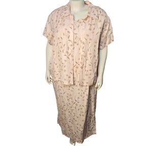 VTG Positive Influence Linen Dress 2pc Set Womens Plus 20W Cottagecore Floral